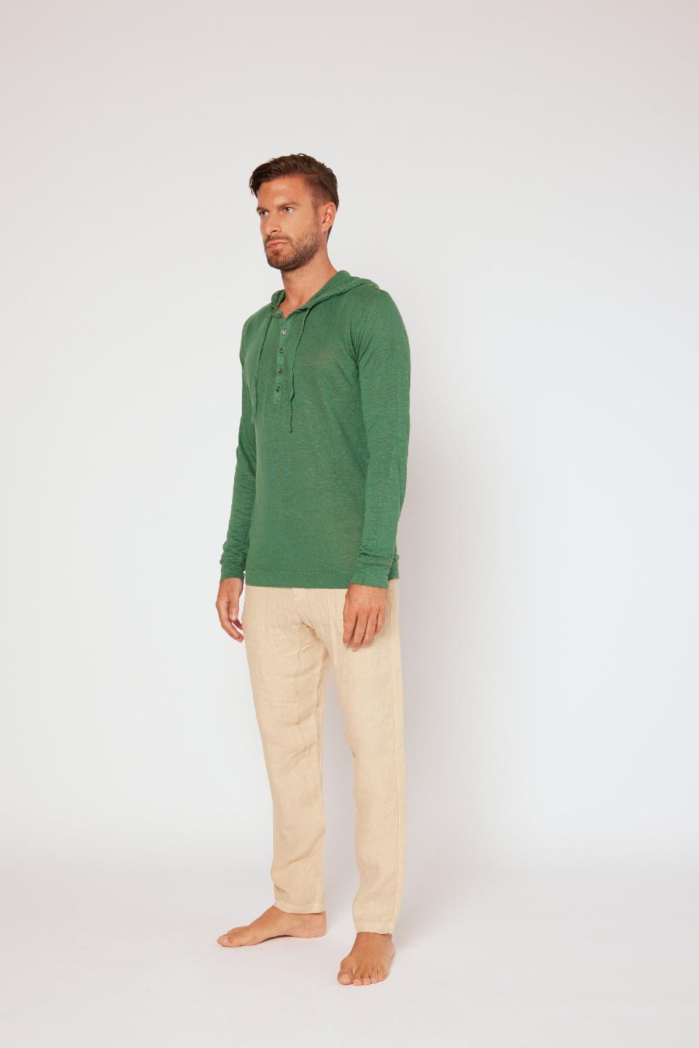 120% Lino Long Sleeve Hoodie Consegna Veloce