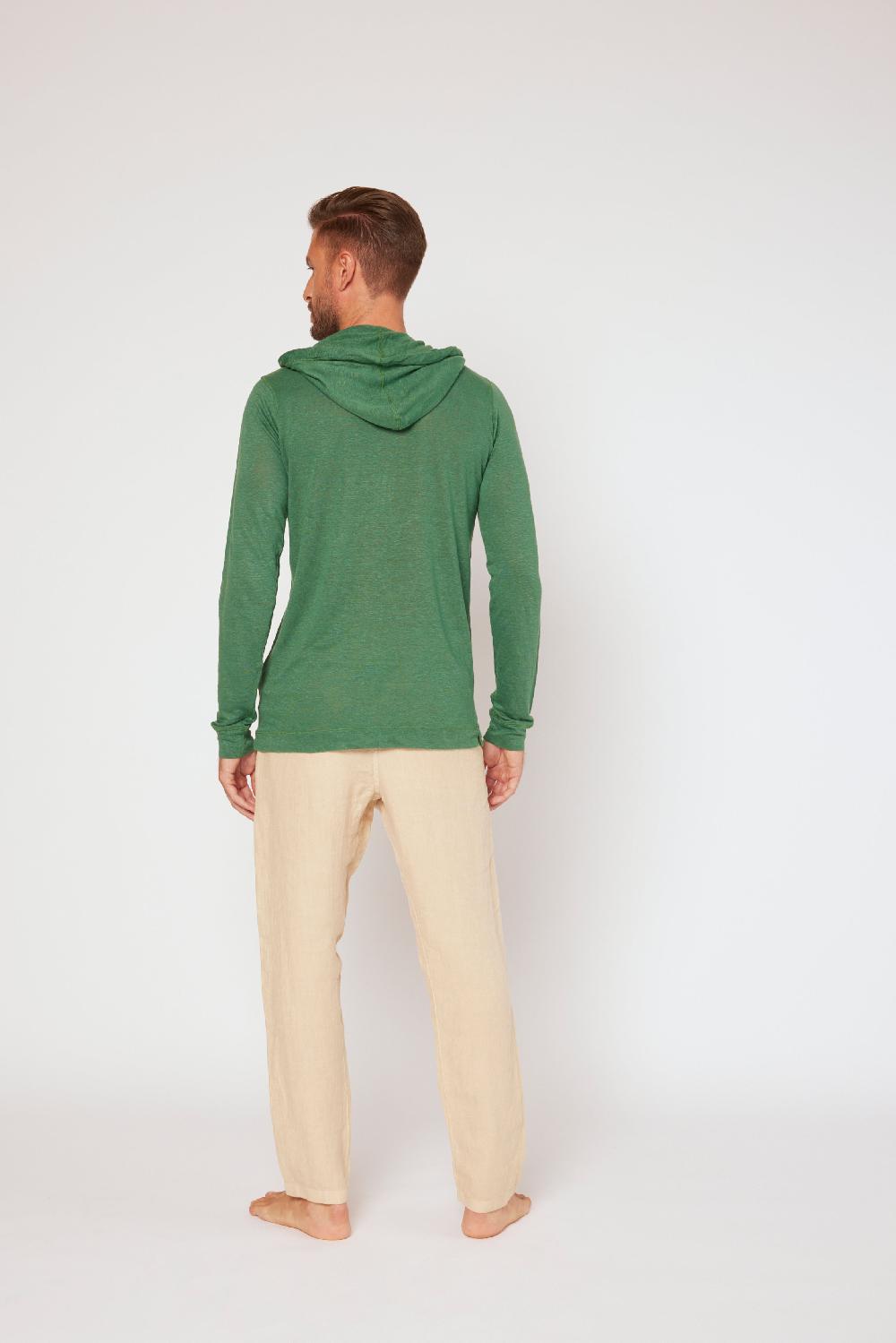 120% Lino Long Sleeve Hoodie Consegna Veloce
