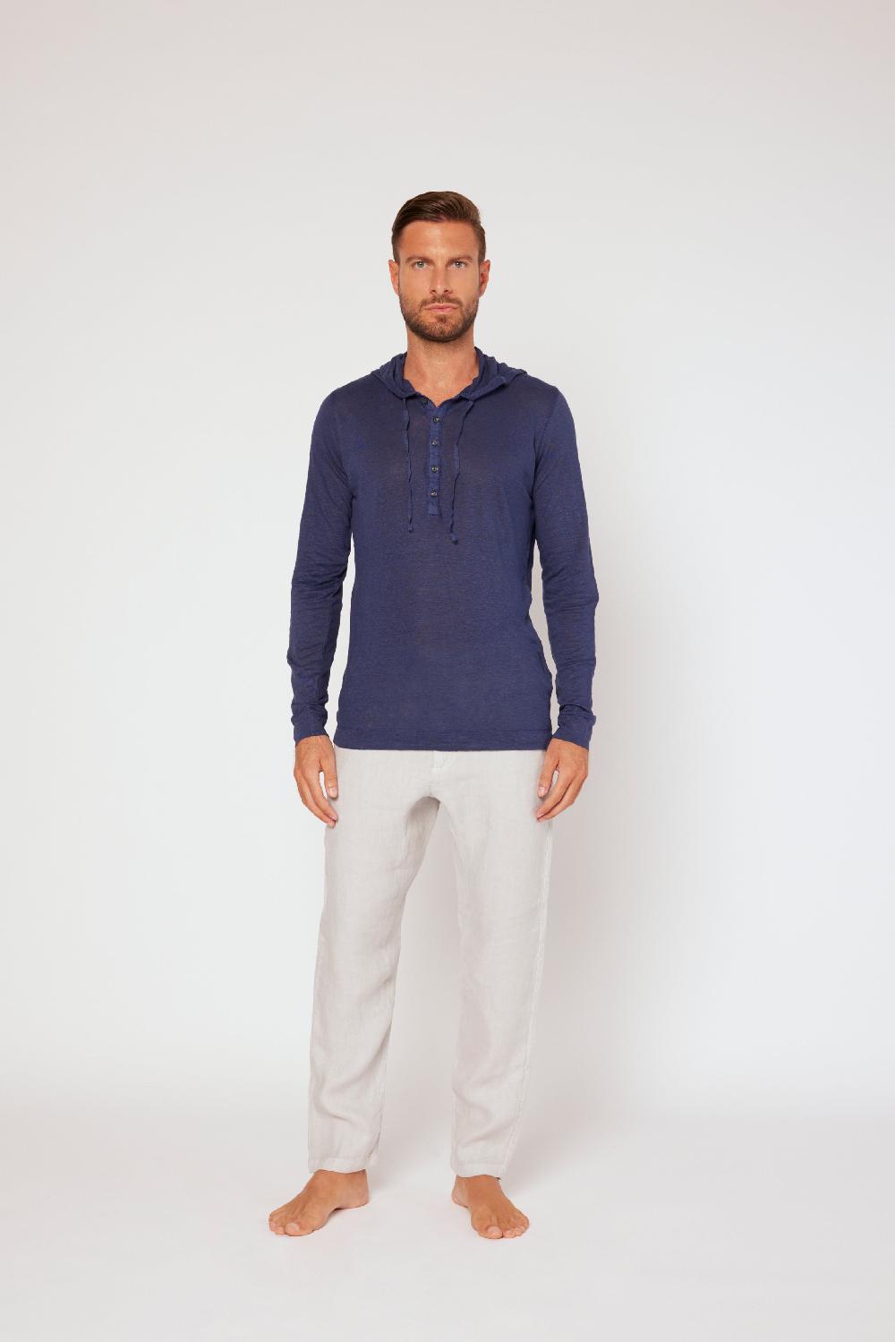 120% Lino Long Sleeve Hoodie Consegna Veloce