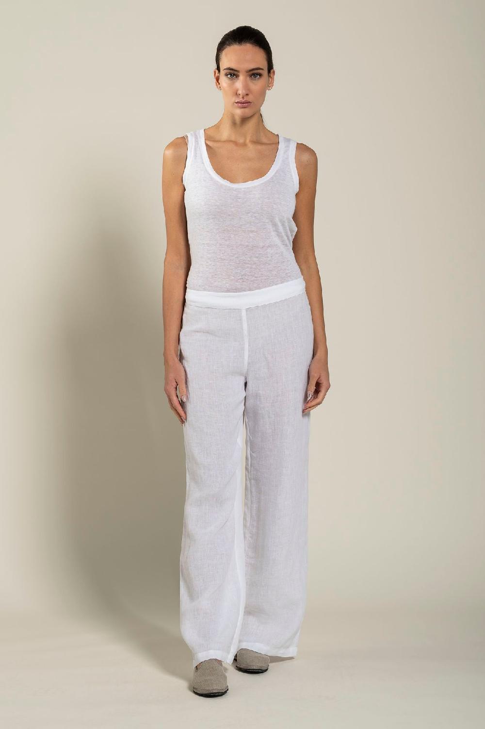 120% Lino High-Waisted Long Pants Sottocosto