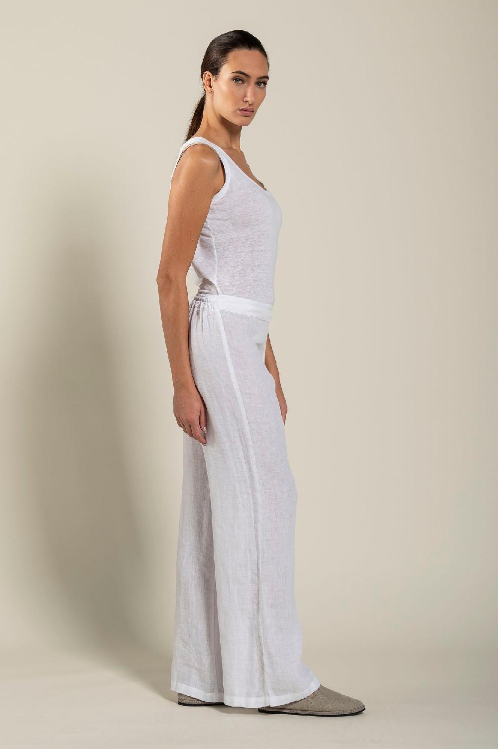 120% Lino High-Waisted Long Pants Sottocosto