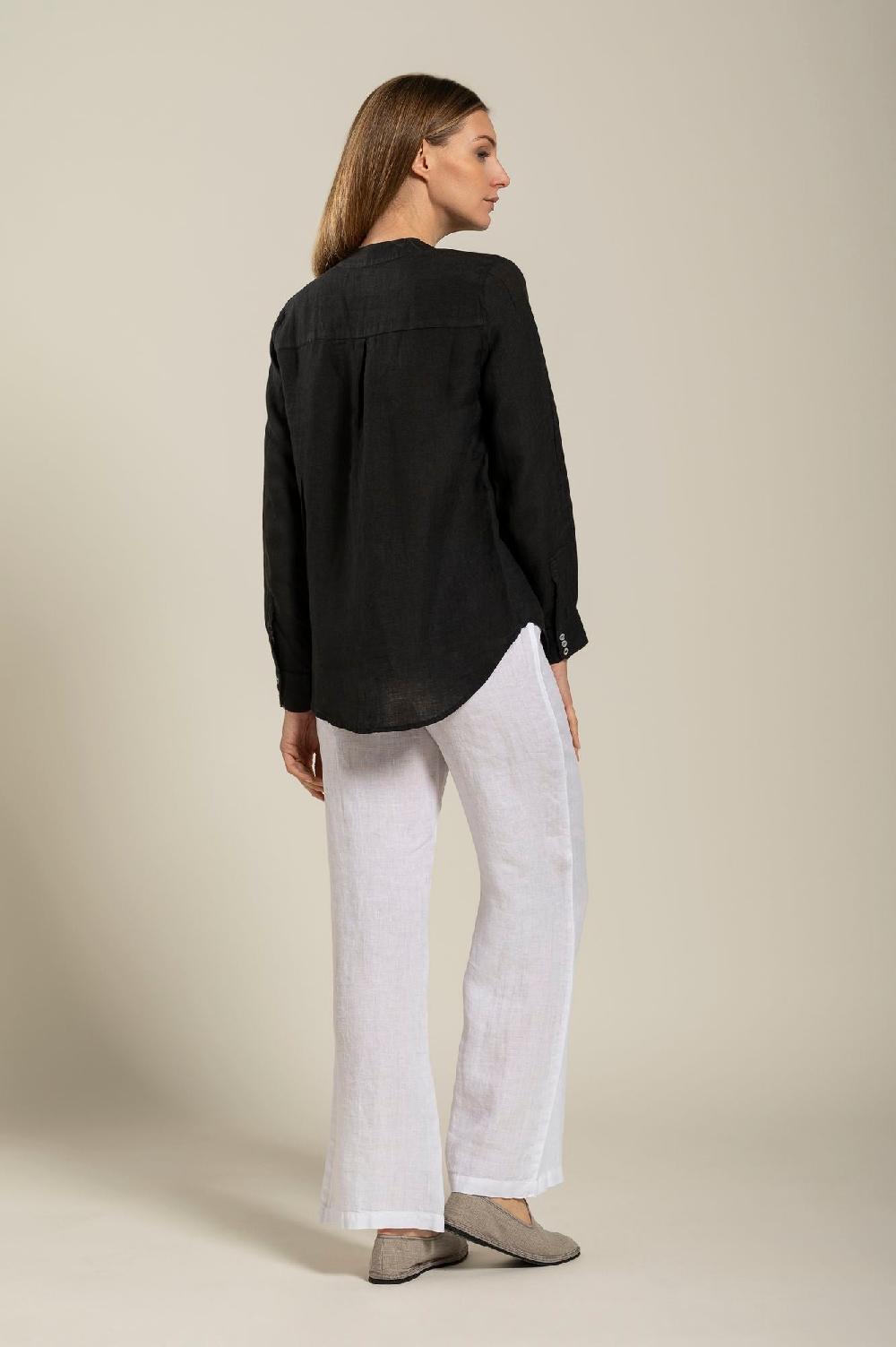 120% Lino Long Sleeve Blouse With V-Neck and Sequin Detail Sconto