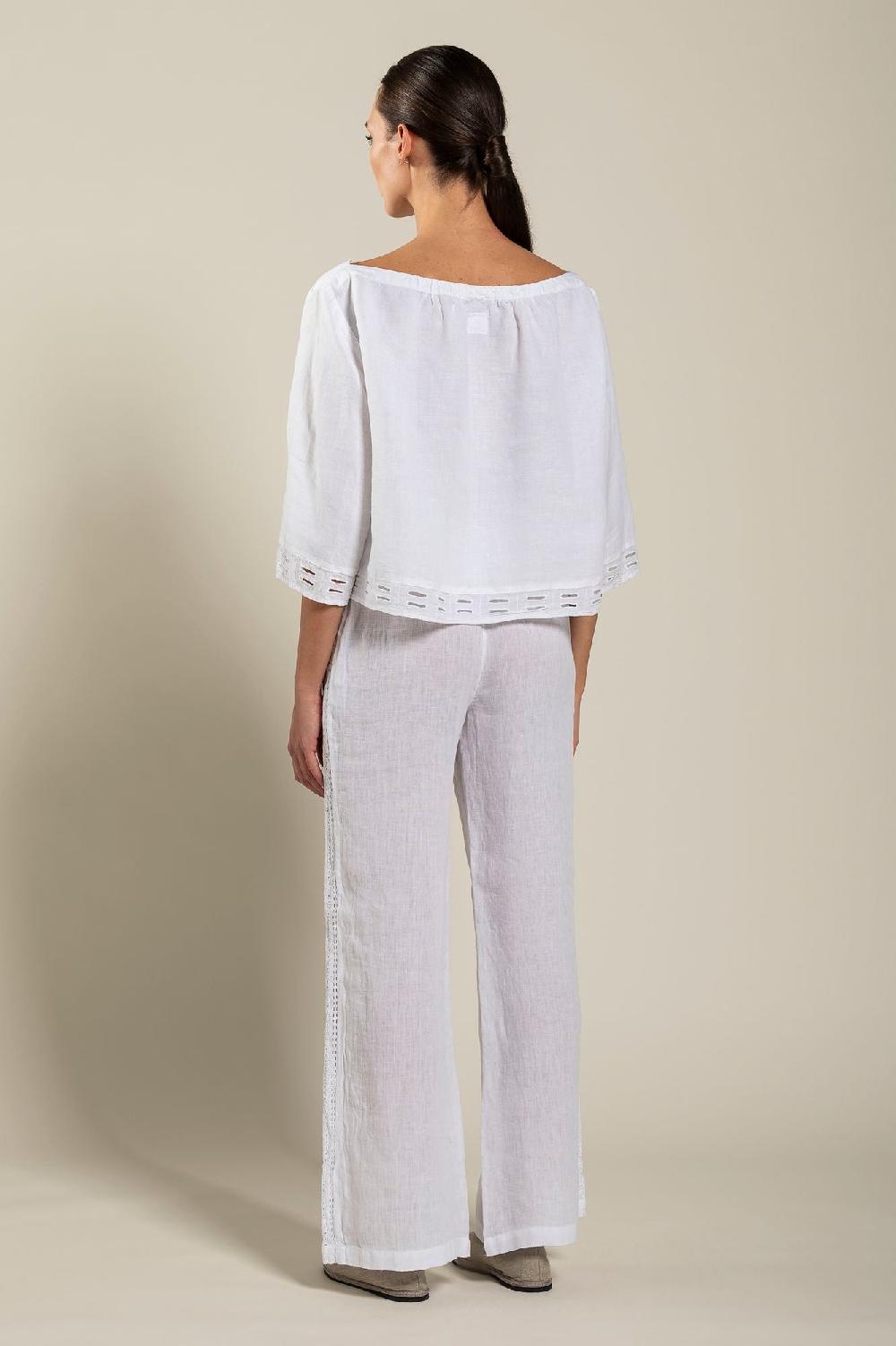 120% Lino Short Sleeve Boat-Neck Blouse I Più Venduti