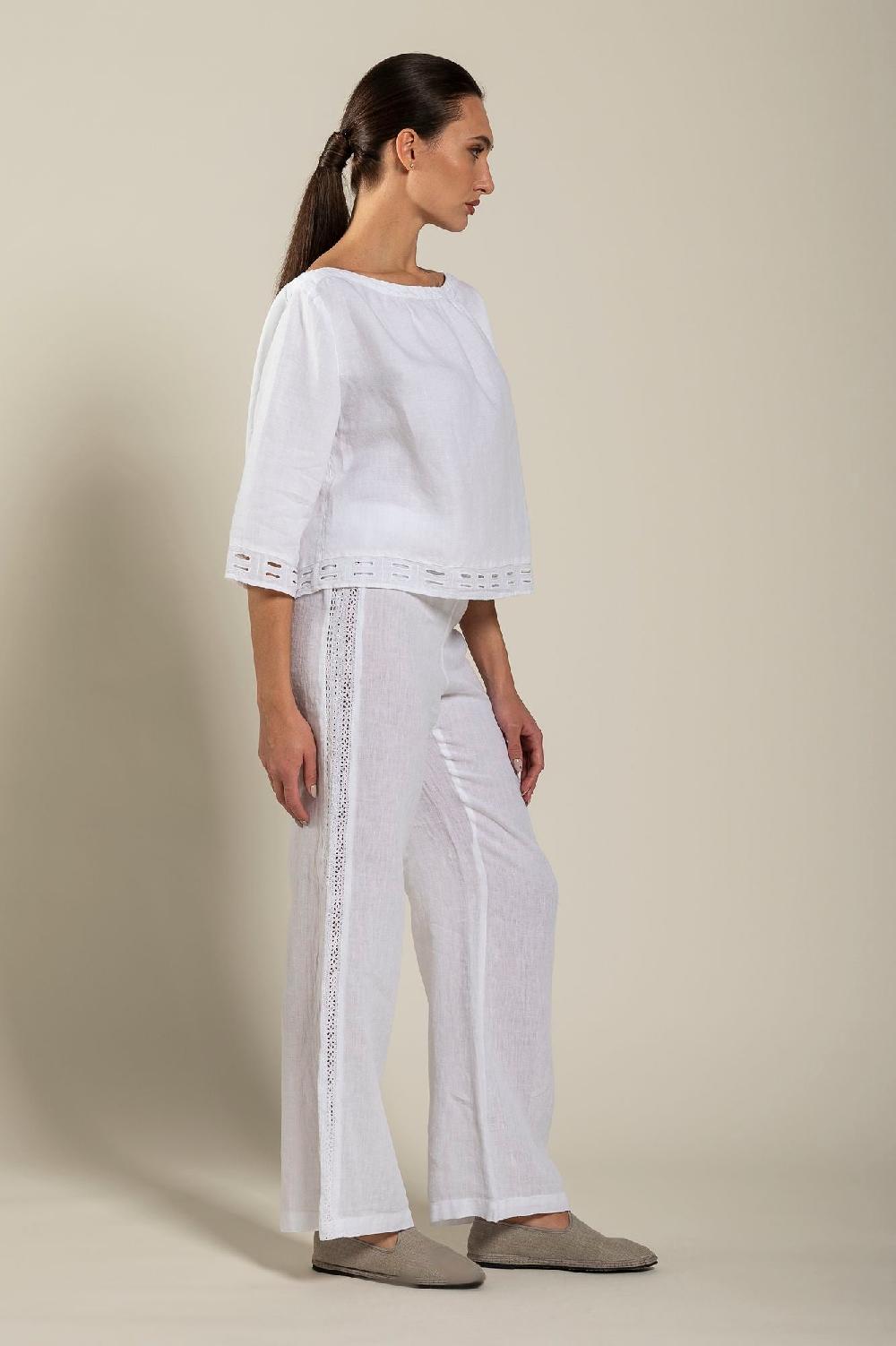 120% Lino Short Sleeve Boat-Neck Blouse I Più Venduti