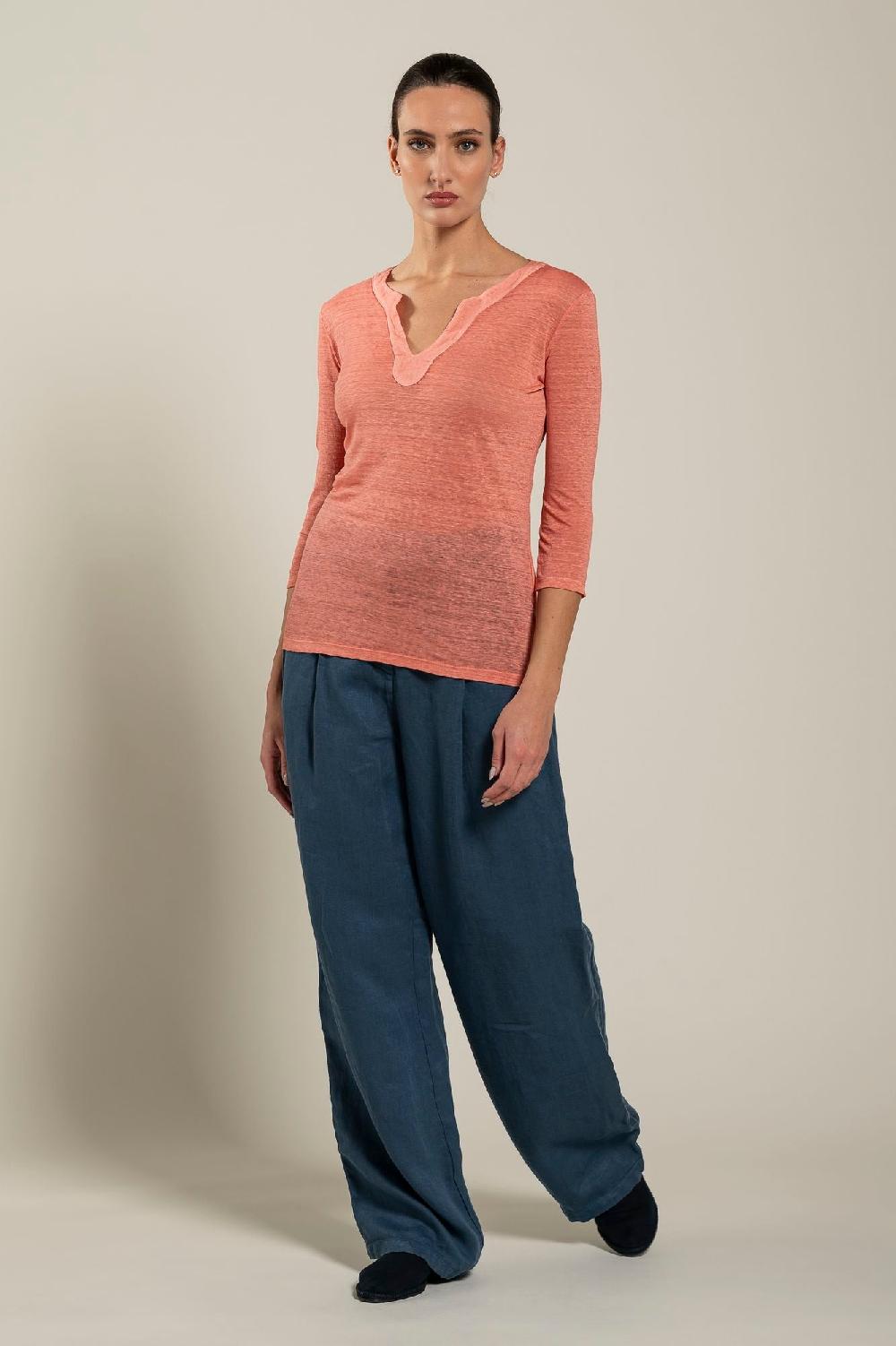 120% Lino Long Sleeve Women T-Shirt Spedizione gratuita