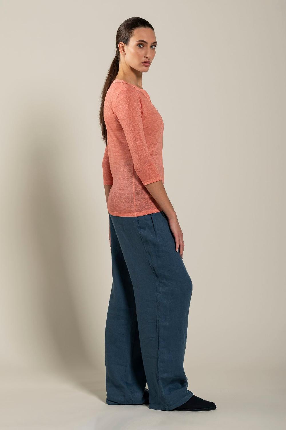 120% Lino Long Sleeve Women T-Shirt Spedizione gratuita