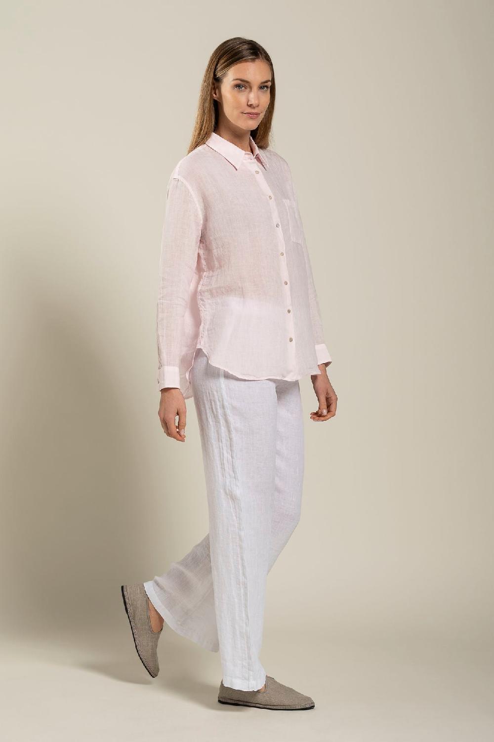 120% Lino Long Sleeve Woman Classic Shirt With Pocket Sconto di tempo limitato