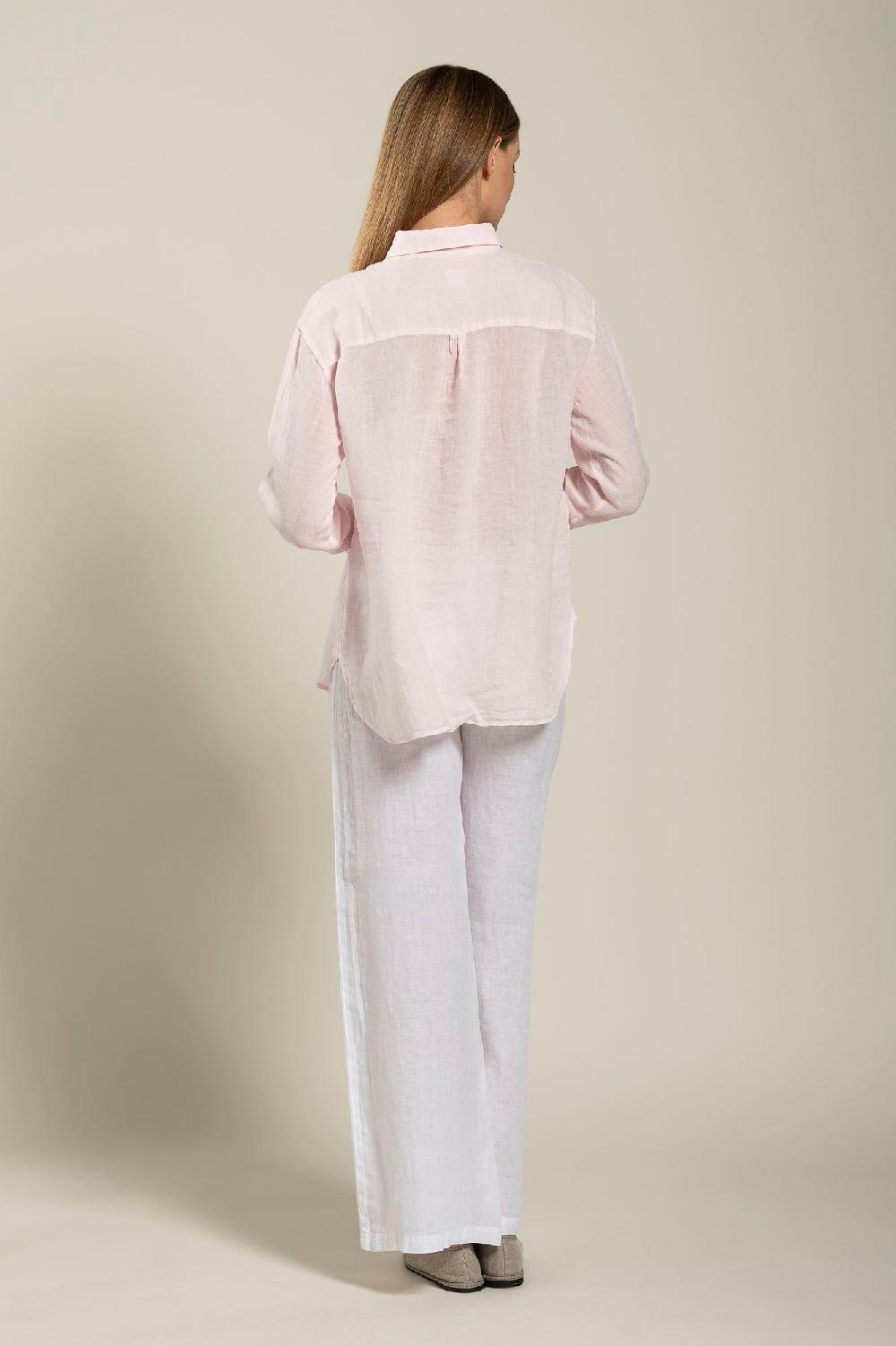 120% Lino Long Sleeve Woman Classic Shirt With Pocket Sconto di tempo limitato