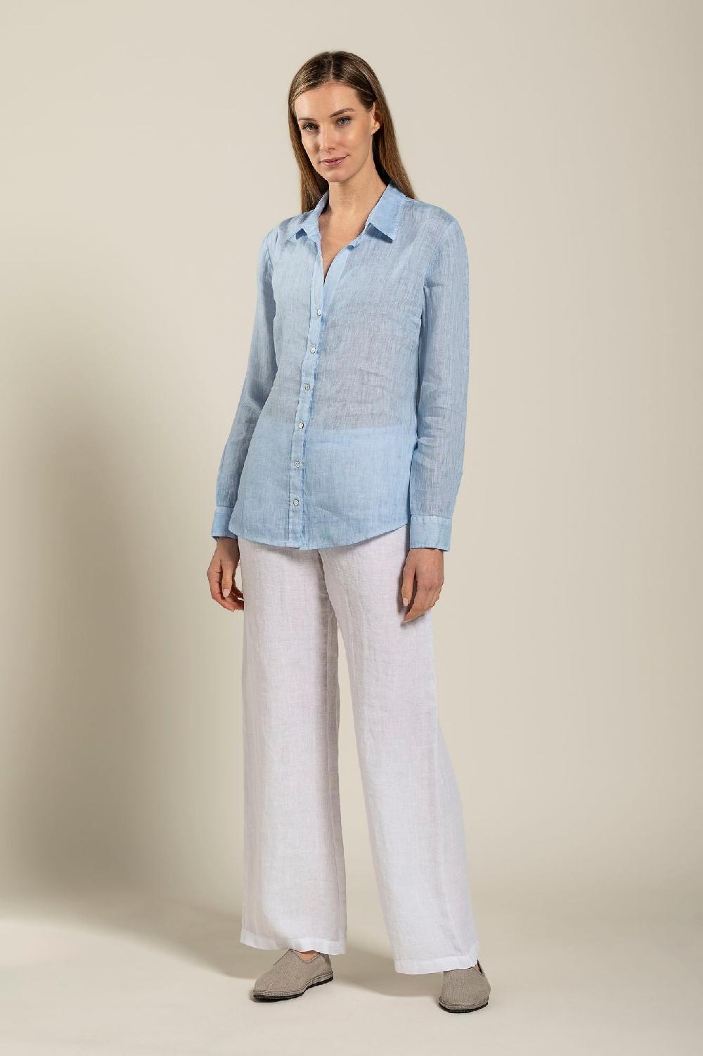 120% Lino Long Sleeve Woman Shirt Negozio online di fabbrica