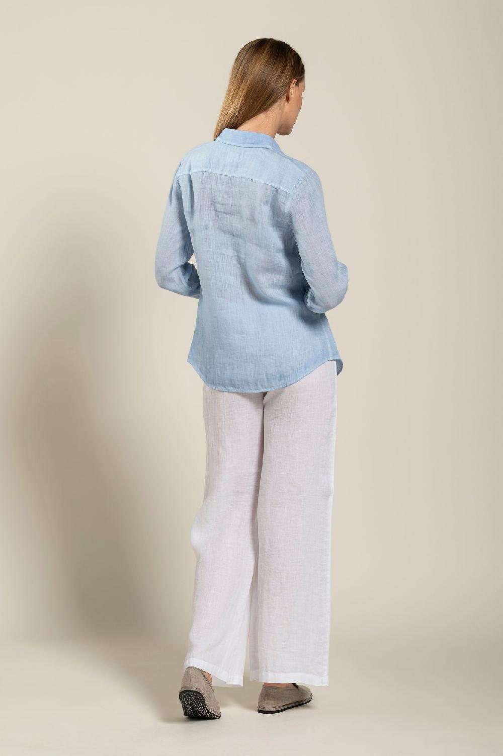 120% Lino Long Sleeve Woman Shirt Negozio online di fabbrica