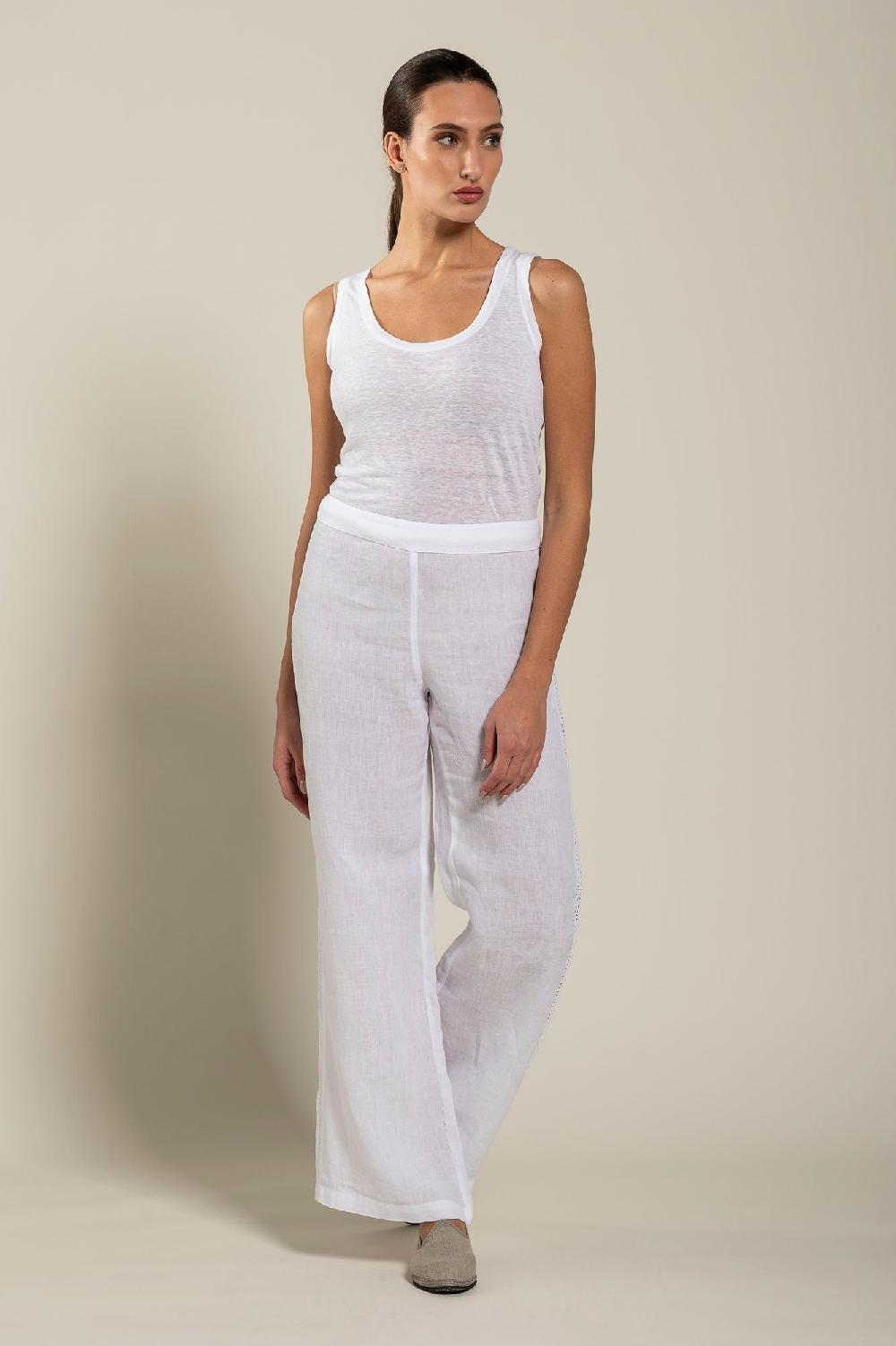 120% Lino Wide-Leg Long Pant With Embroidered Detail Shopping online