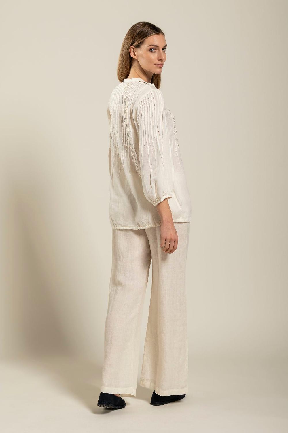 120% Lino Long Sleeve Blouse With Sequin Detail Vendite stagionali