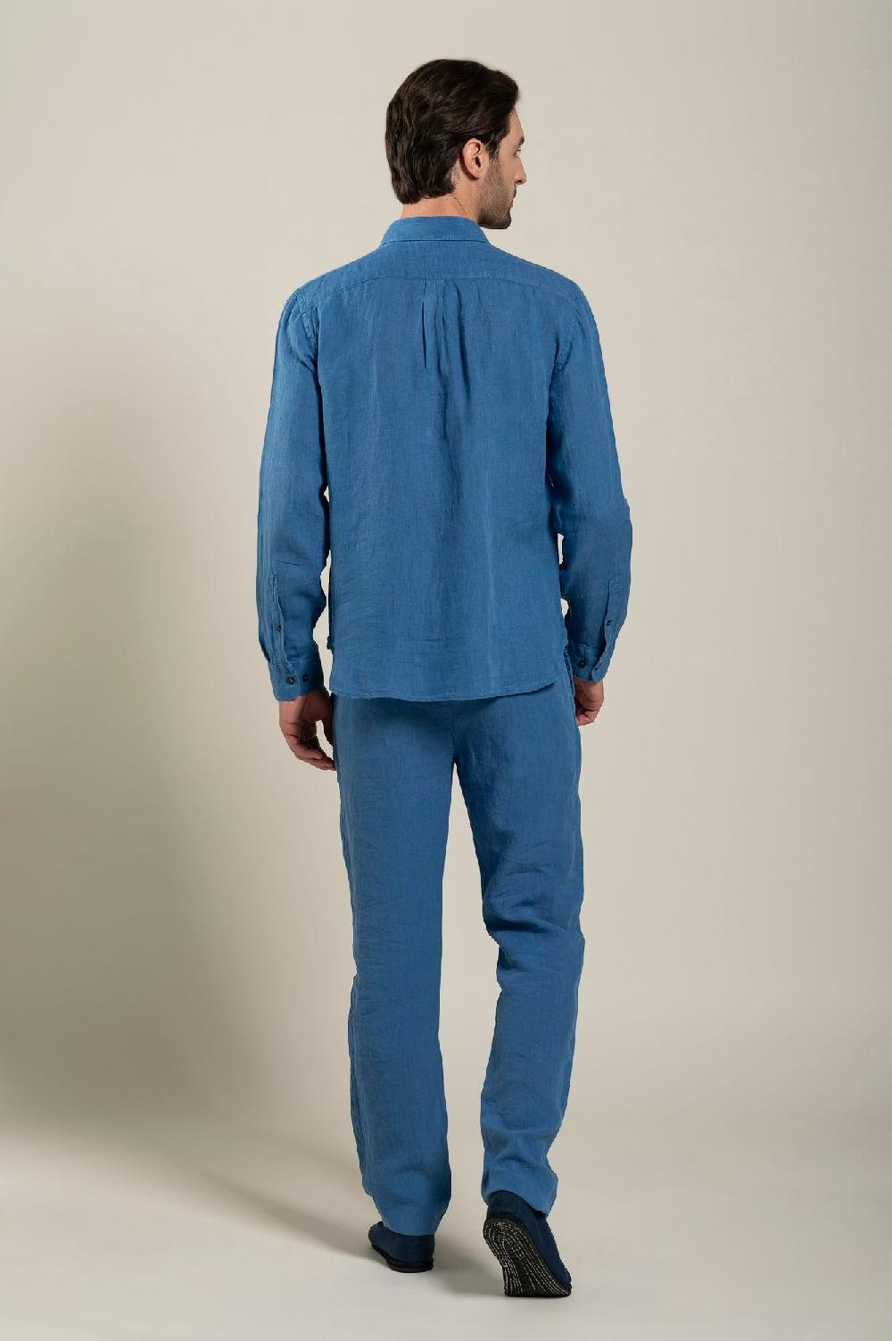 120% Lino Long Sleeve Regular Fit Man Shirt With Patch Pocket Offerta per la Festa della Mamma