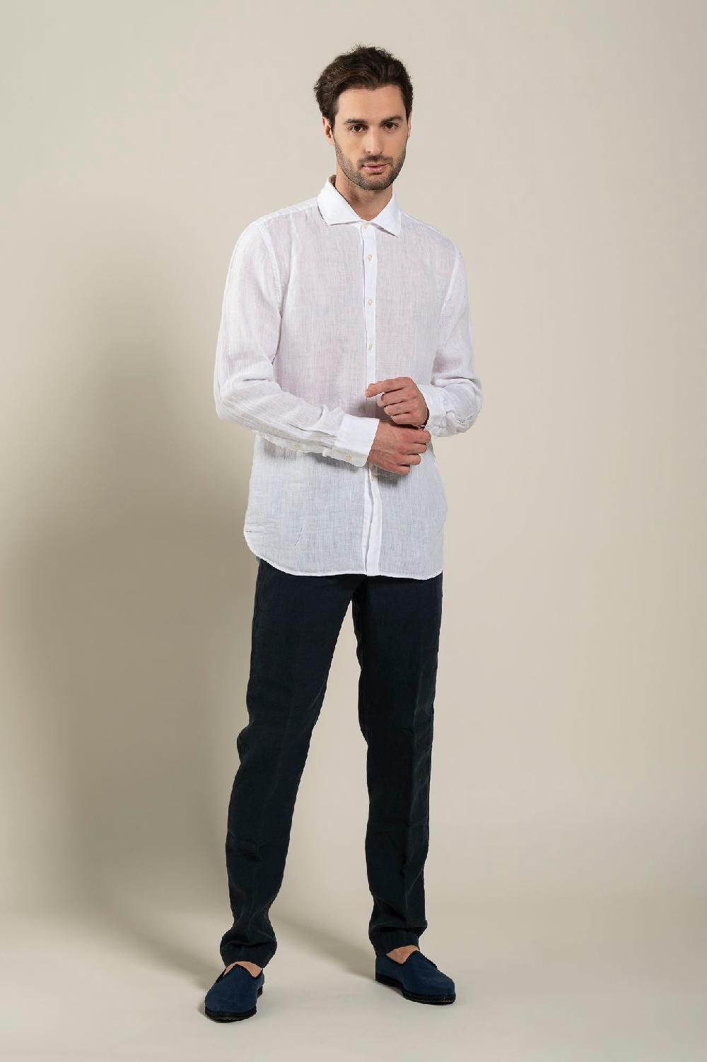 120% Lino Long Sleeve Slim Fit Shirt Offerta Giorno del Papà