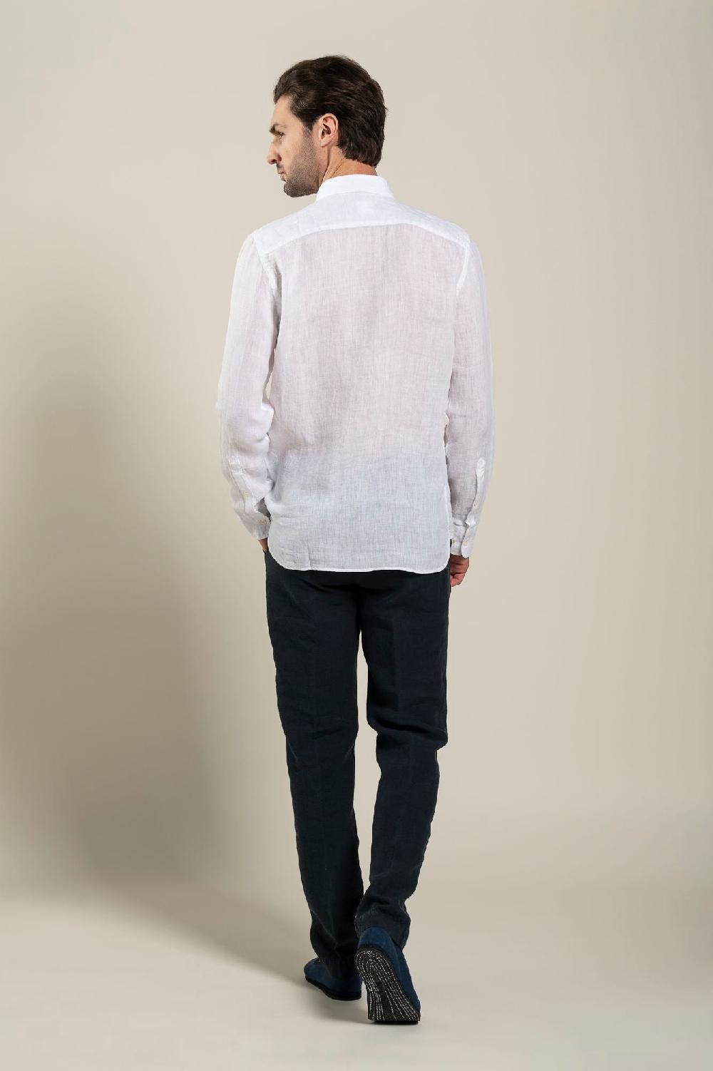 120% Lino Long Sleeve Slim Fit Shirt Offerta Giorno del Papà