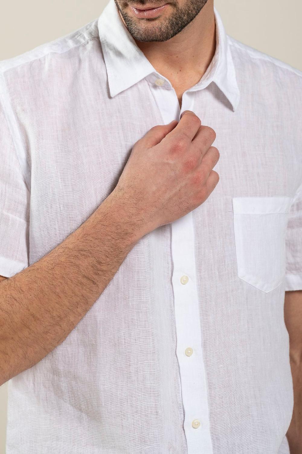 120% Lino Short Sleeve Regular Fit Man Shirt With Pocket Offerta Anniversario