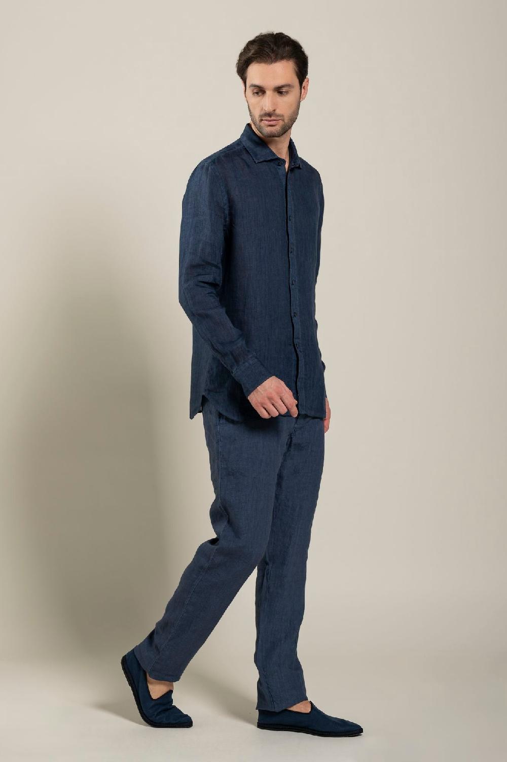 120% Lino Long Sleeve Man Classic Shirt Latest fashion