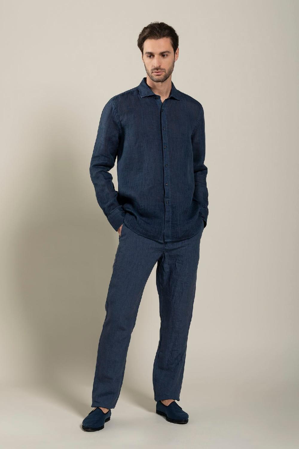 120% Lino Long Sleeve Man Classic Shirt Latest fashion