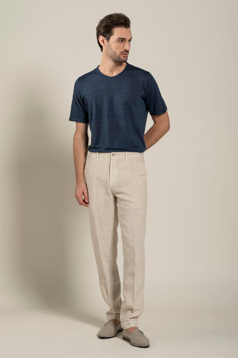 120% Lino Man Melange Chino Pant Online Outlet