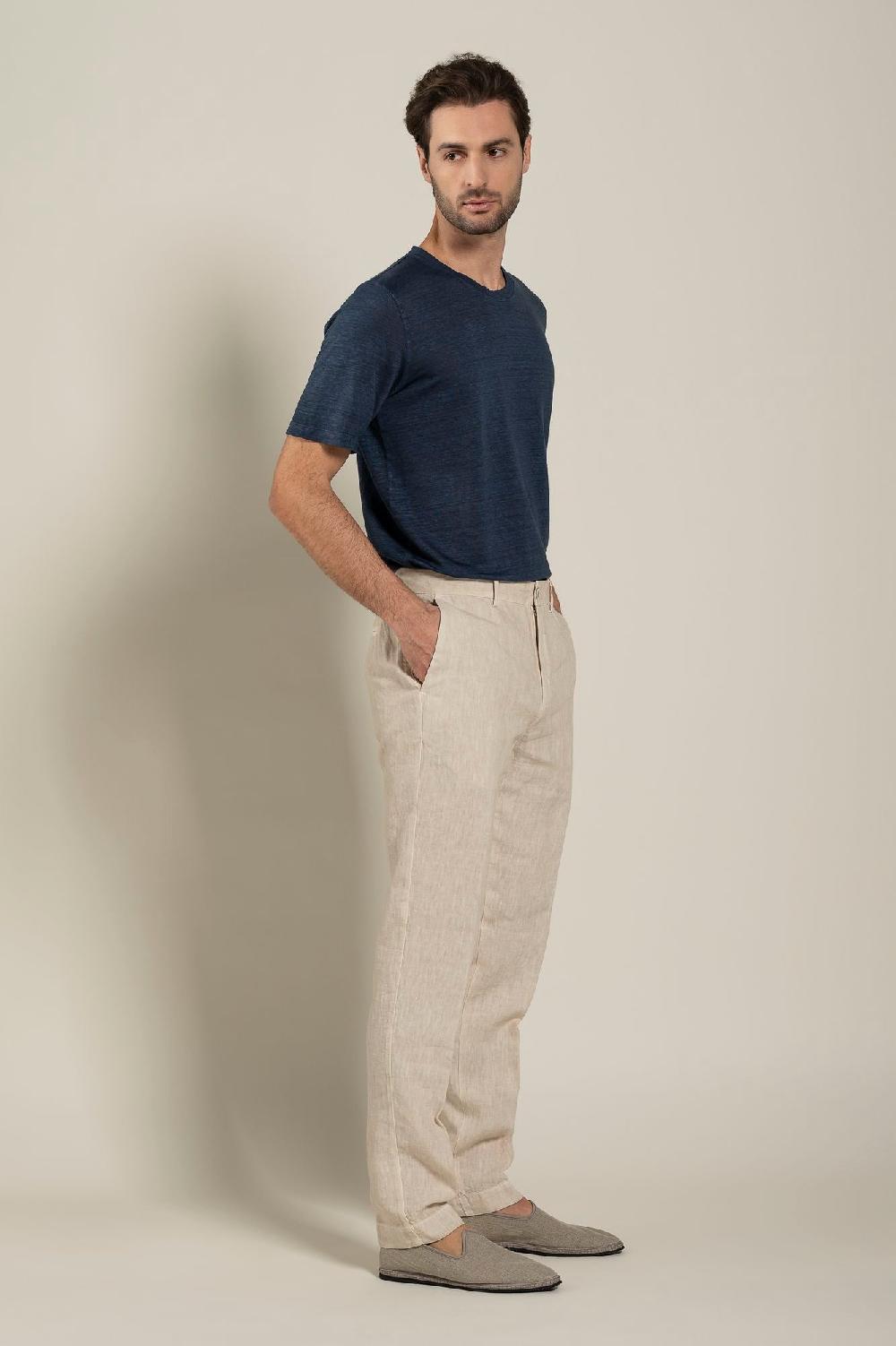 120% Lino Man Melange Chino Pant Online Outlet