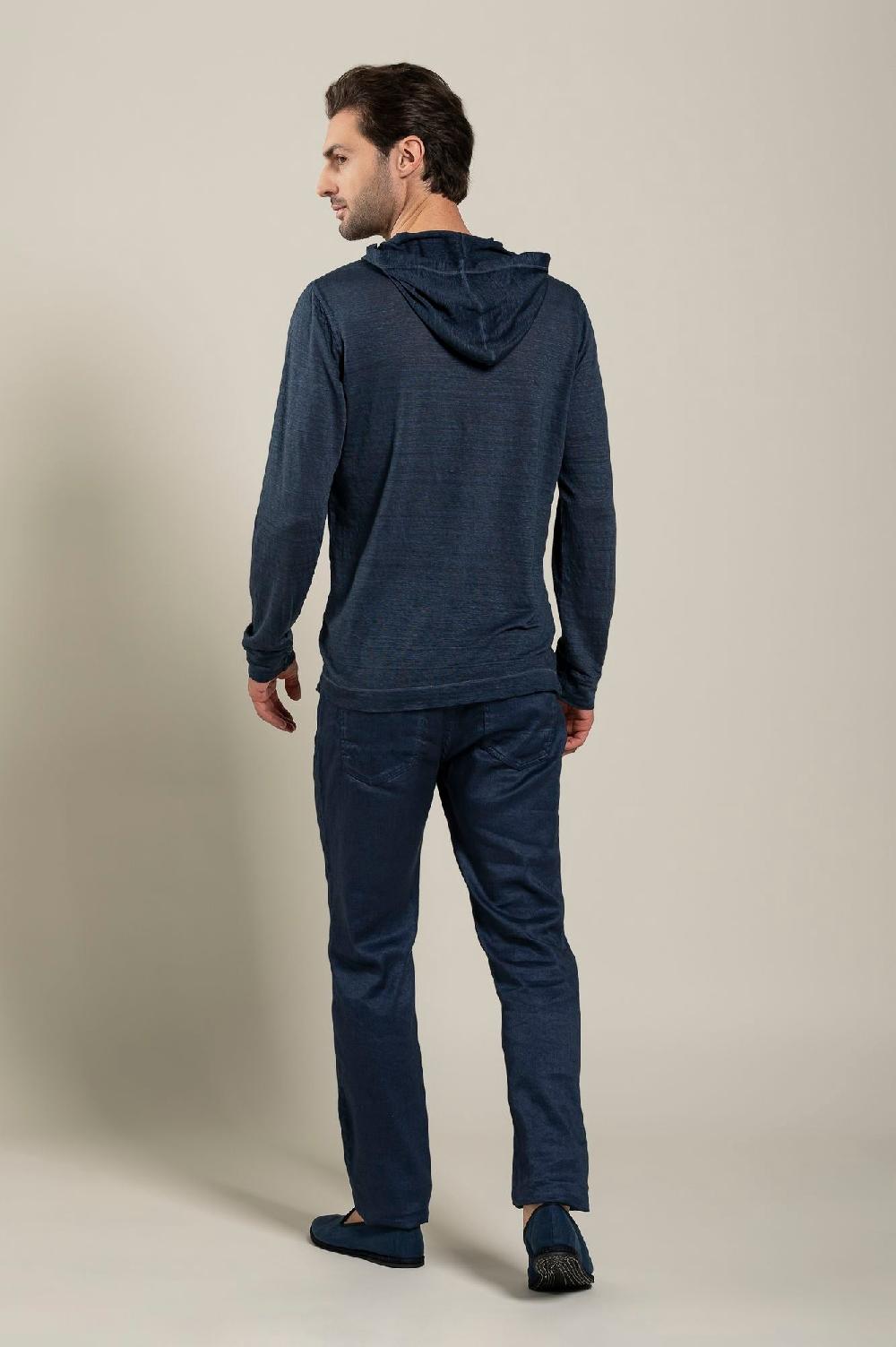 120% Lino Long Sleeve Man T-Shirt With Buttons Offerta temporanea