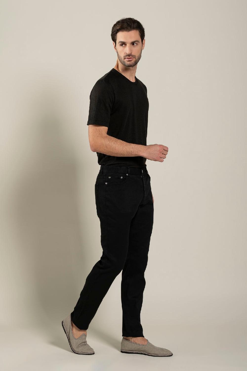 120% Lino 5 Pocket Slim Fit Pants Grandi sconti