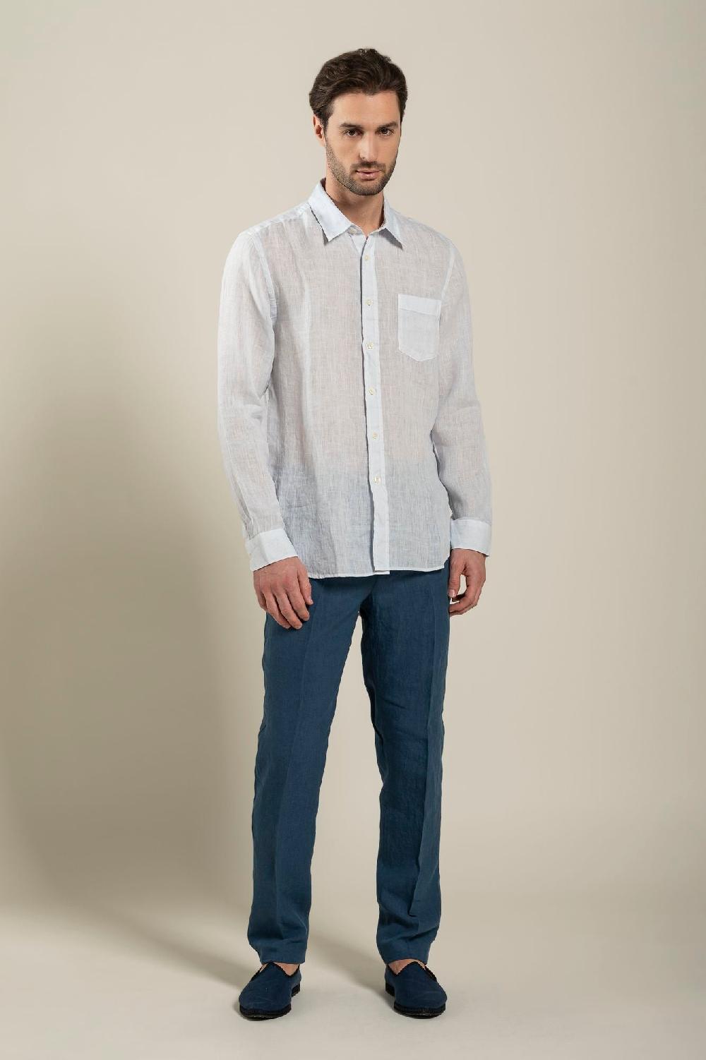 120% Lino Long Sleeve Regular Fit Man Shirt With Pocket Nuovi prodotti