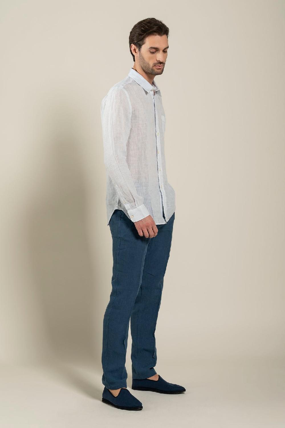 120% Lino Long Sleeve Regular Fit Man Shirt With Pocket Nuovi prodotti
