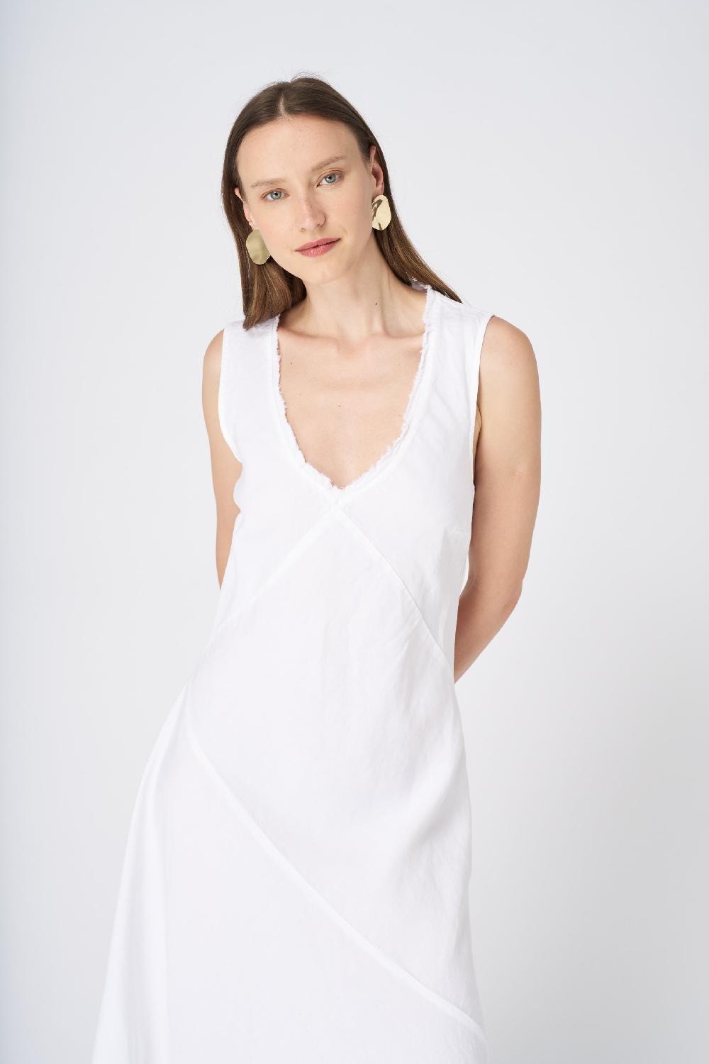 120% Lino Asymmetrical Hem Linen Maxi Dress Offerte stagionali