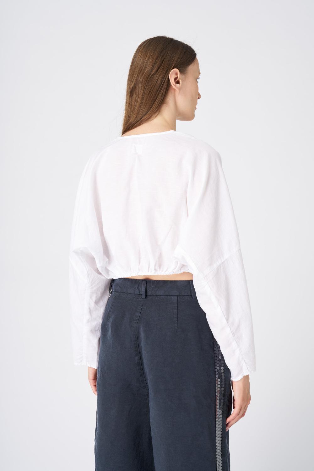 120% Lino Cropped Button-Down Linen Shirt Comprane uno, ottenene uno gratis