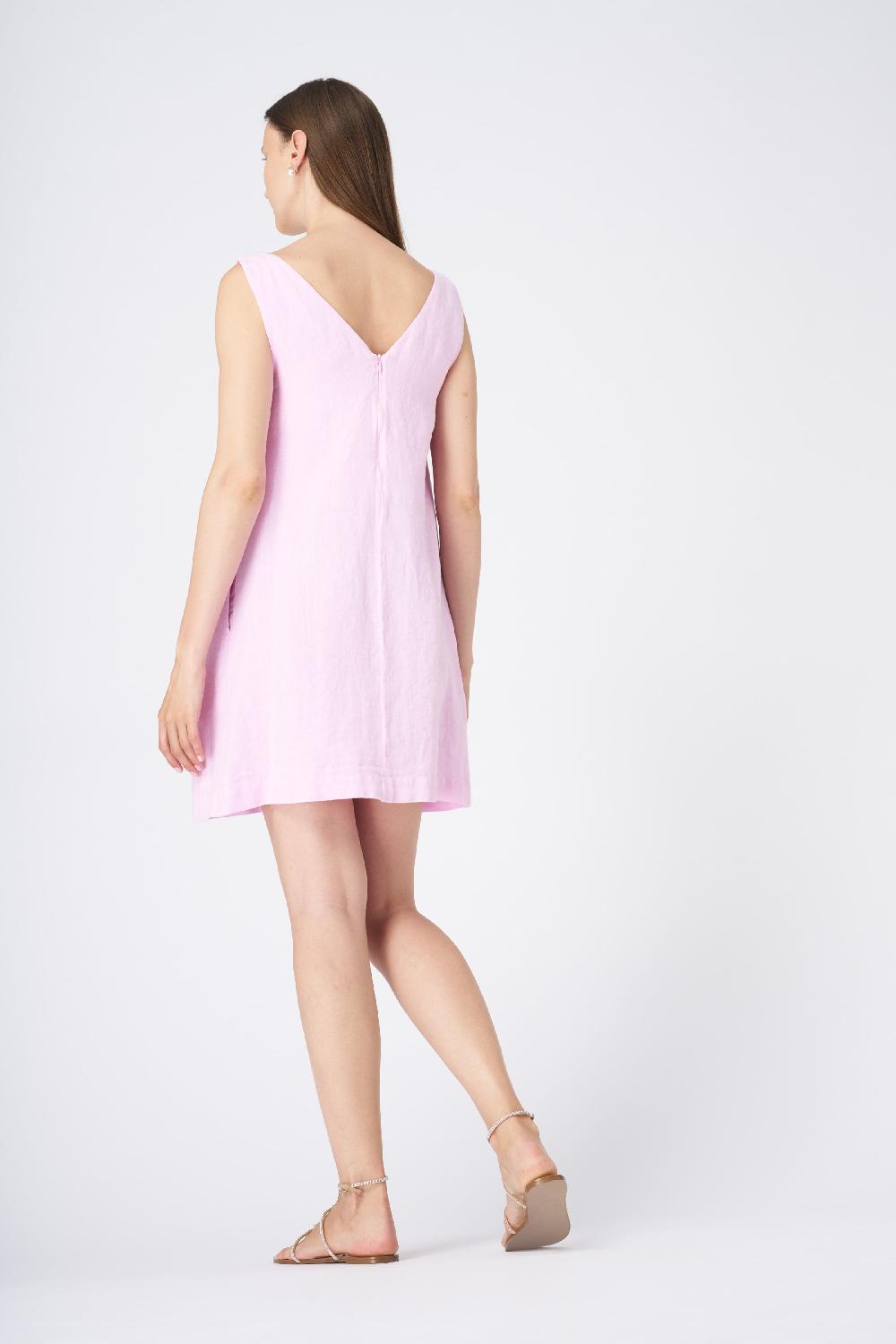 120% Lino Sleeveless A-Line Linen Shift Dress Enormi risparmi