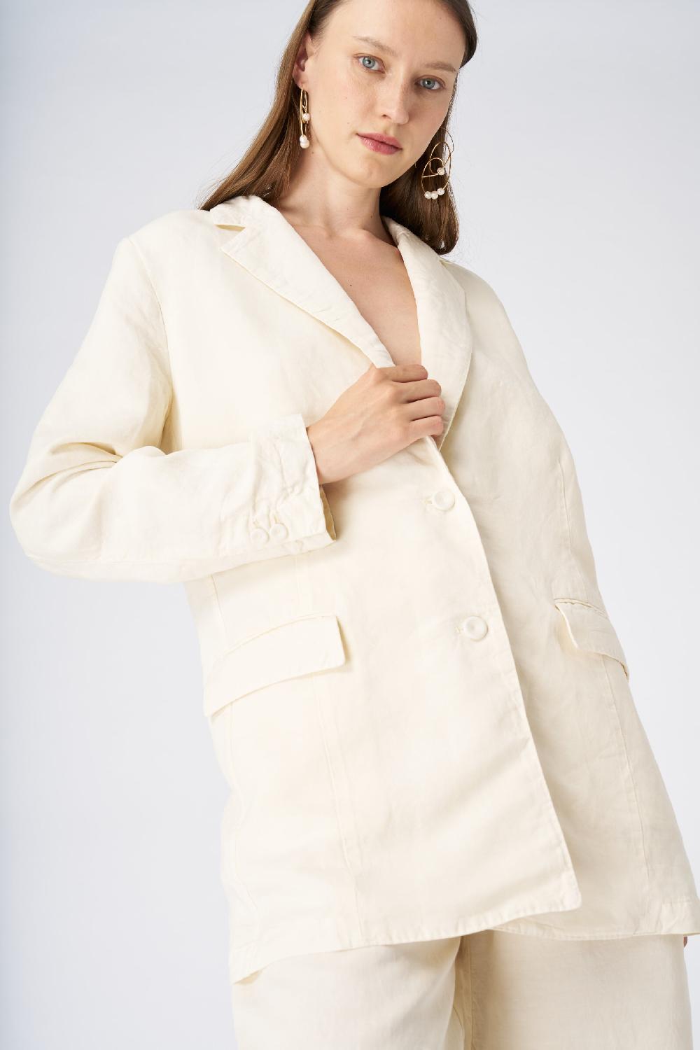 120% Lino Tailored Linen Blazer Prezzo basso