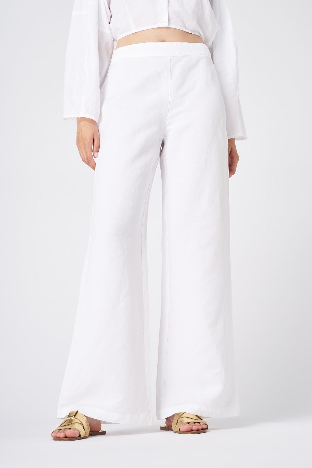 120% Lino Wide-Leg High-Waisted Linen Pants Super Saving Price