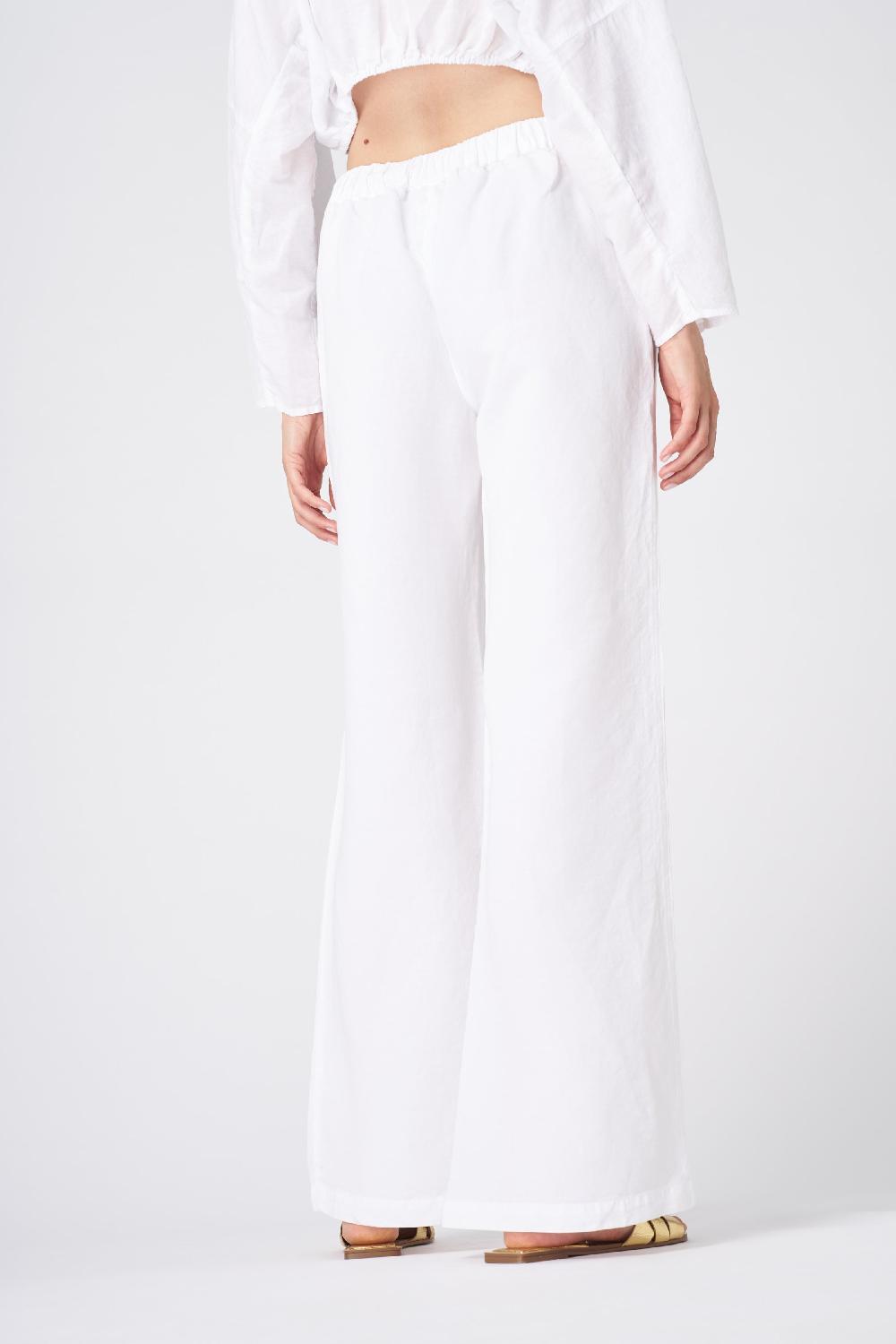 120% Lino Wide-Leg High-Waisted Linen Pants Super Saving Price