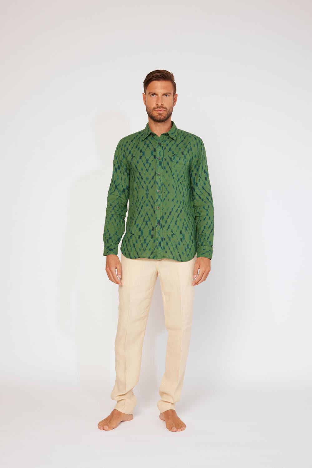 120% Lino Long Sleeve Slim Fit Shirt Ritorno libero
