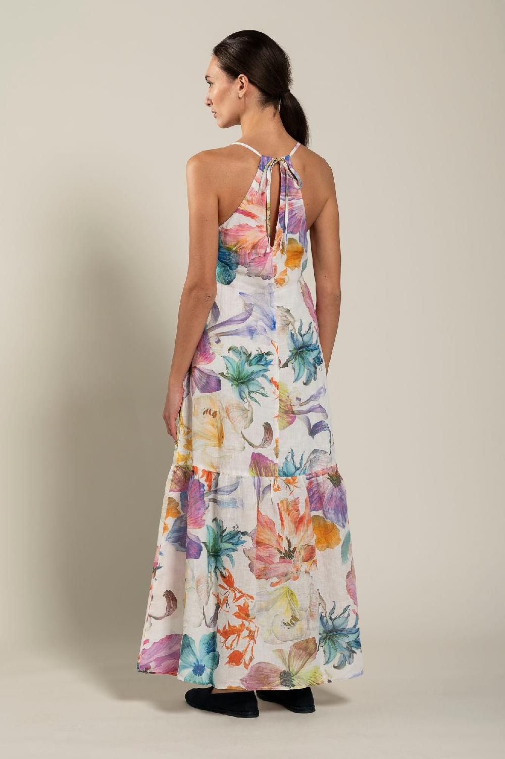 120% Lino Floral Print Maxi Dress Sostegno trimestrale
