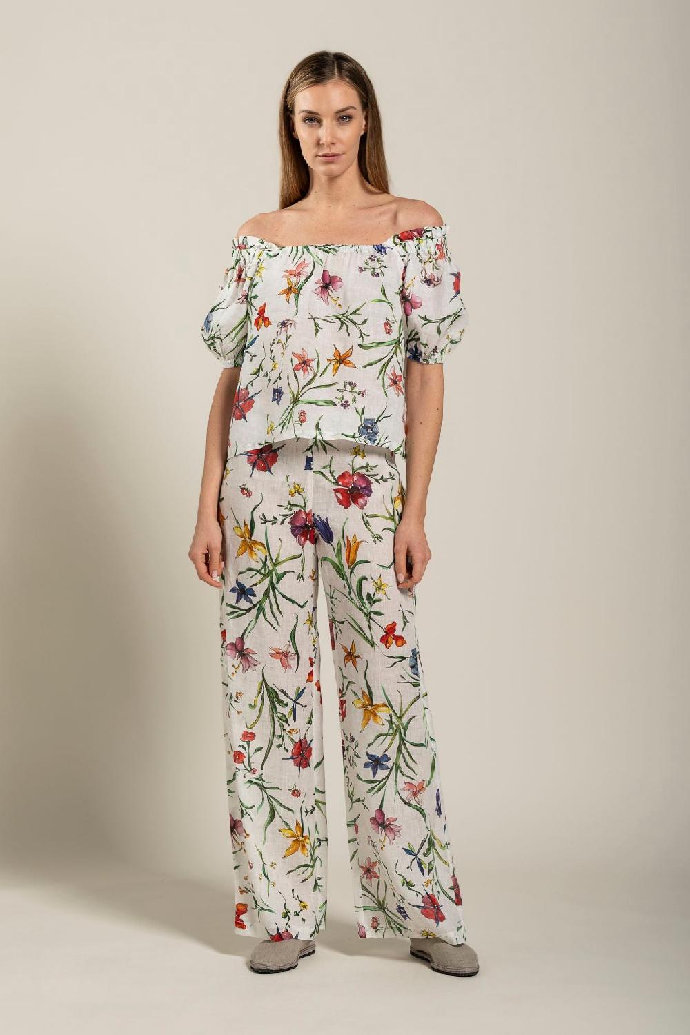 120% Lino Woman Provance Print Blouse Solo un giorno rimasto
