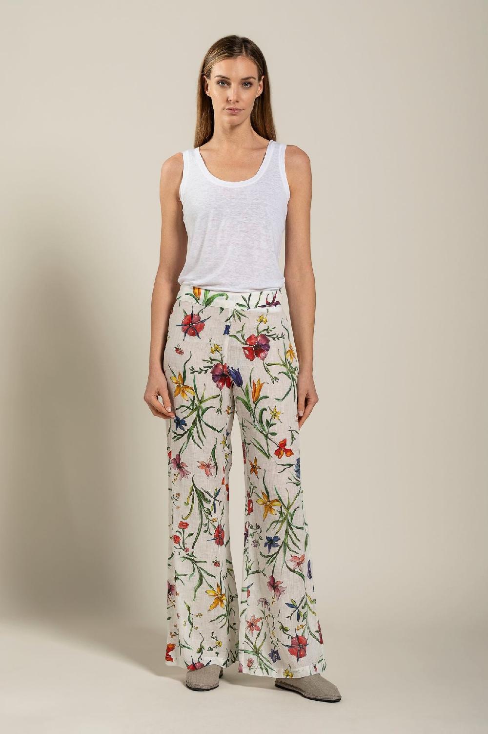 120% Lino Woman Provance Print Pant Super sconto