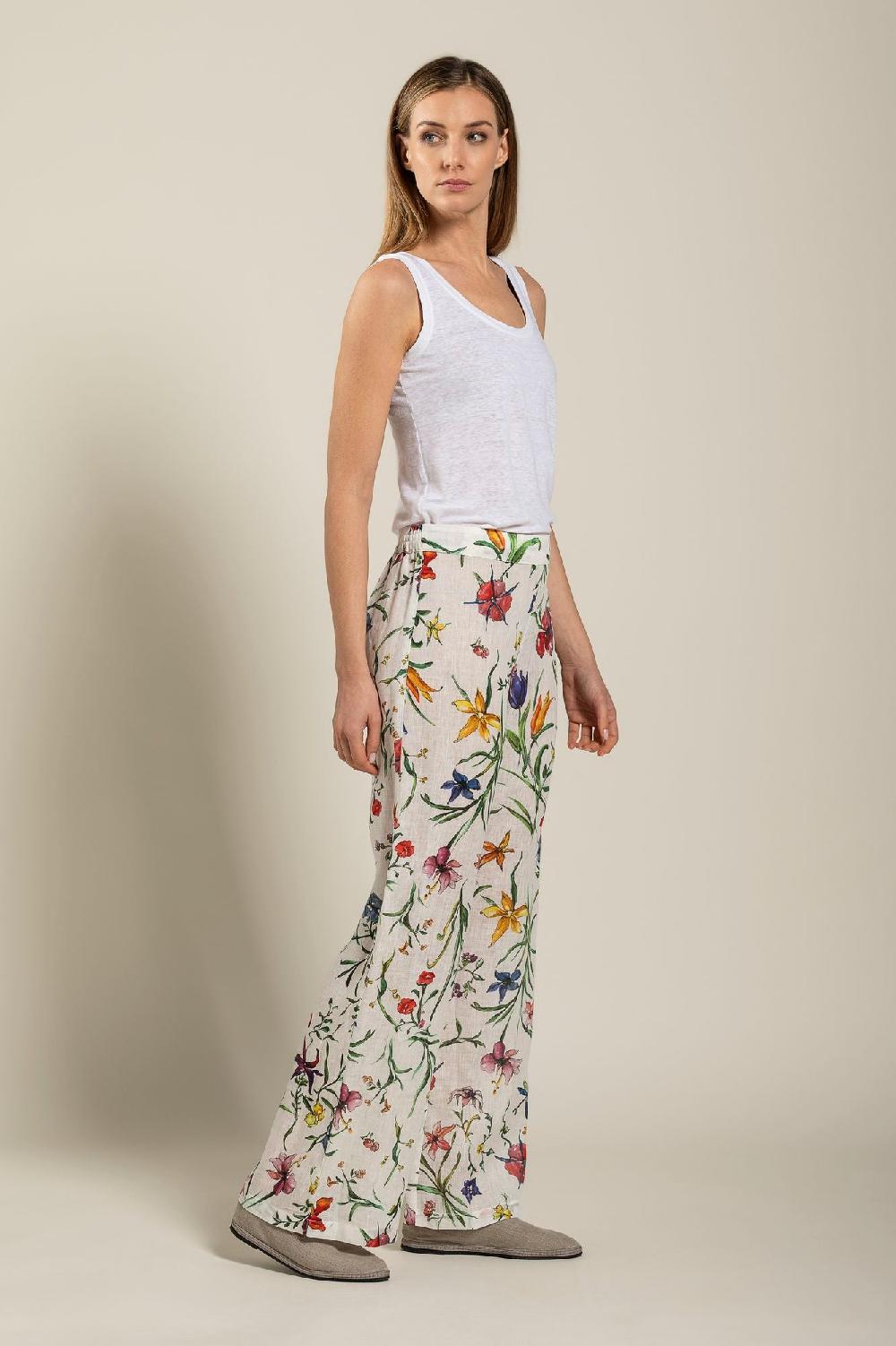 120% Lino Woman Provance Print Pant Super sconto