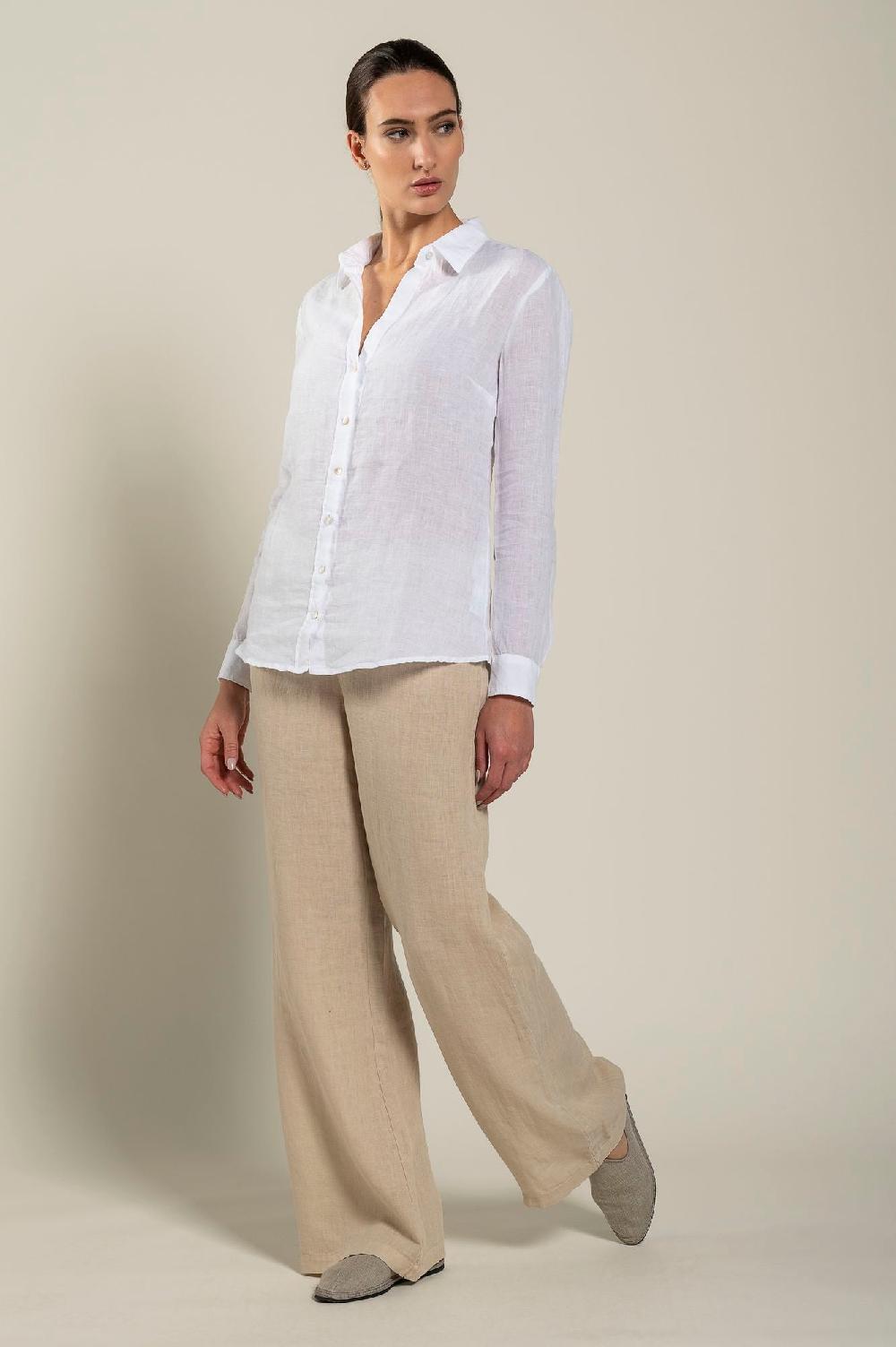 120% Lino Long Sleeve Regular Fit Woman Shirt In Linea
