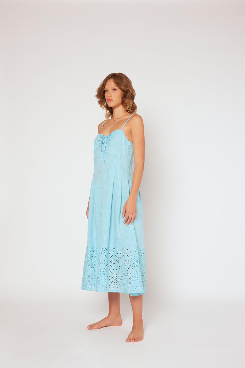 120% Lino Midi Linen Dress Vendita