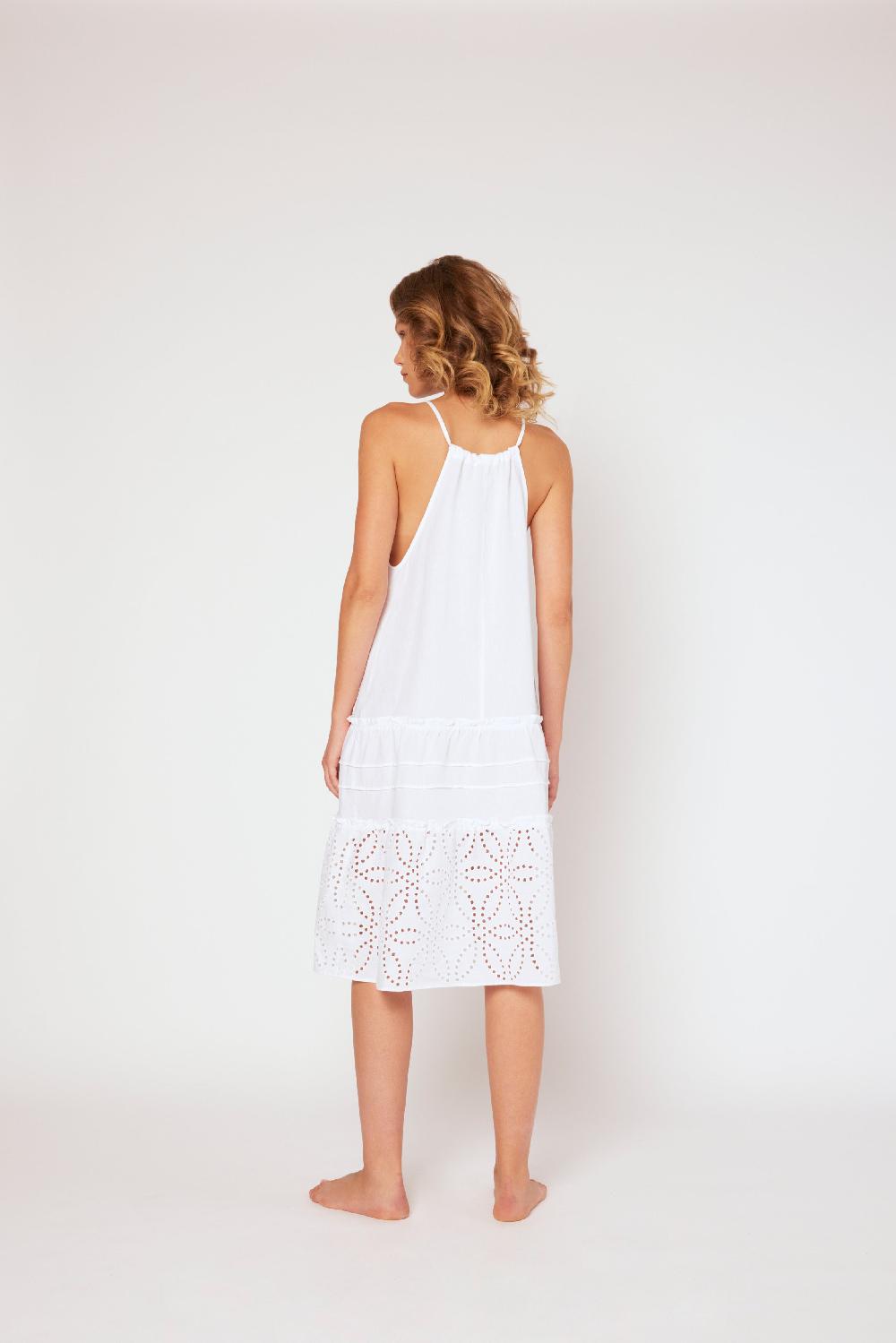 120% Lino Halter Short Dress Negozi Online