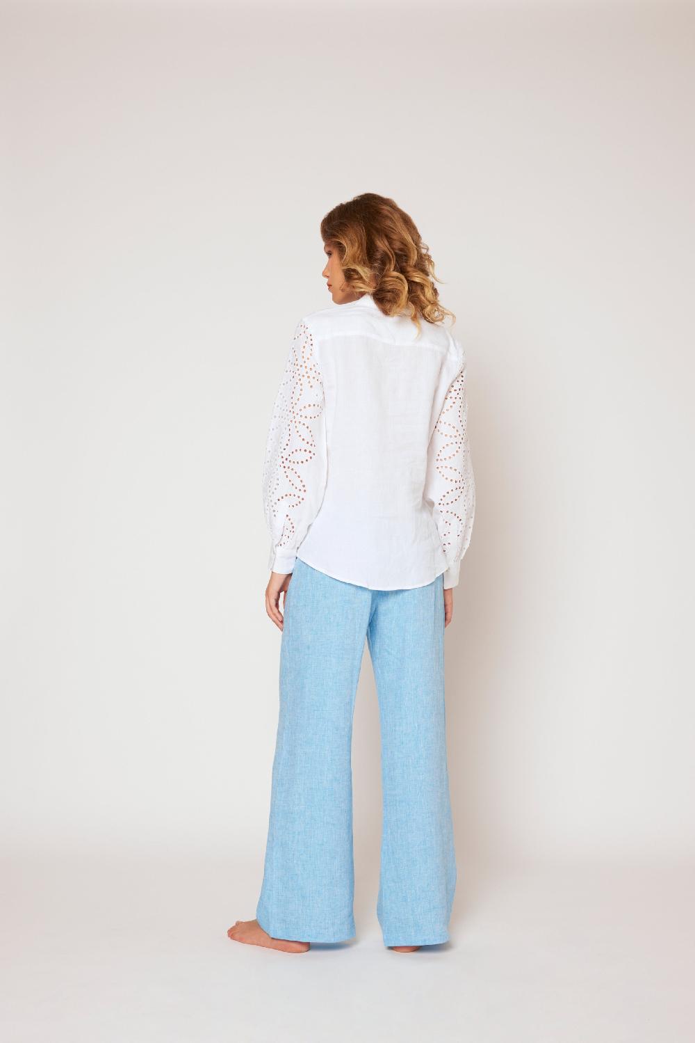 120% Lino Yarn-dyed linen blouse Acquista Ora