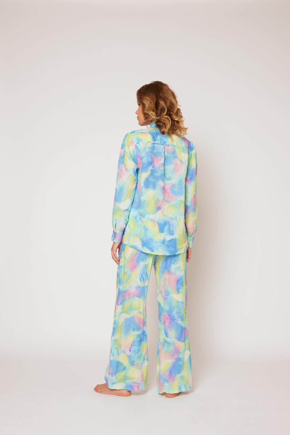120% Lino Print Blouse Fino Al -60%