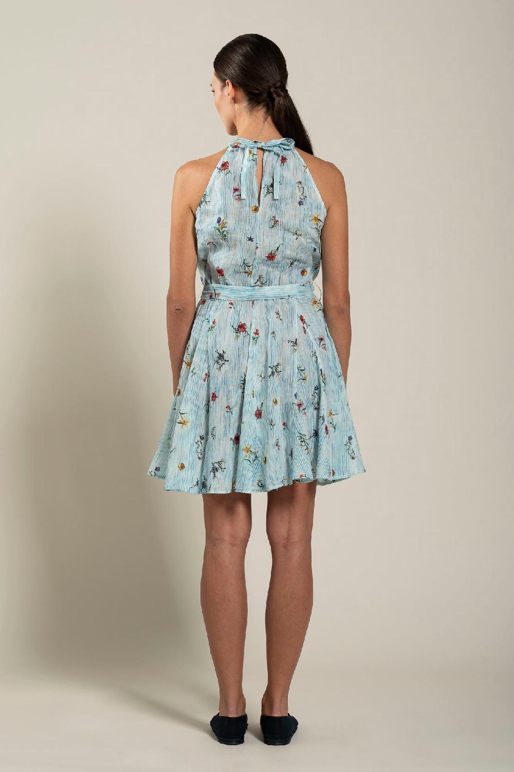 120% Lino Woman Striped Dress With Belt Presa