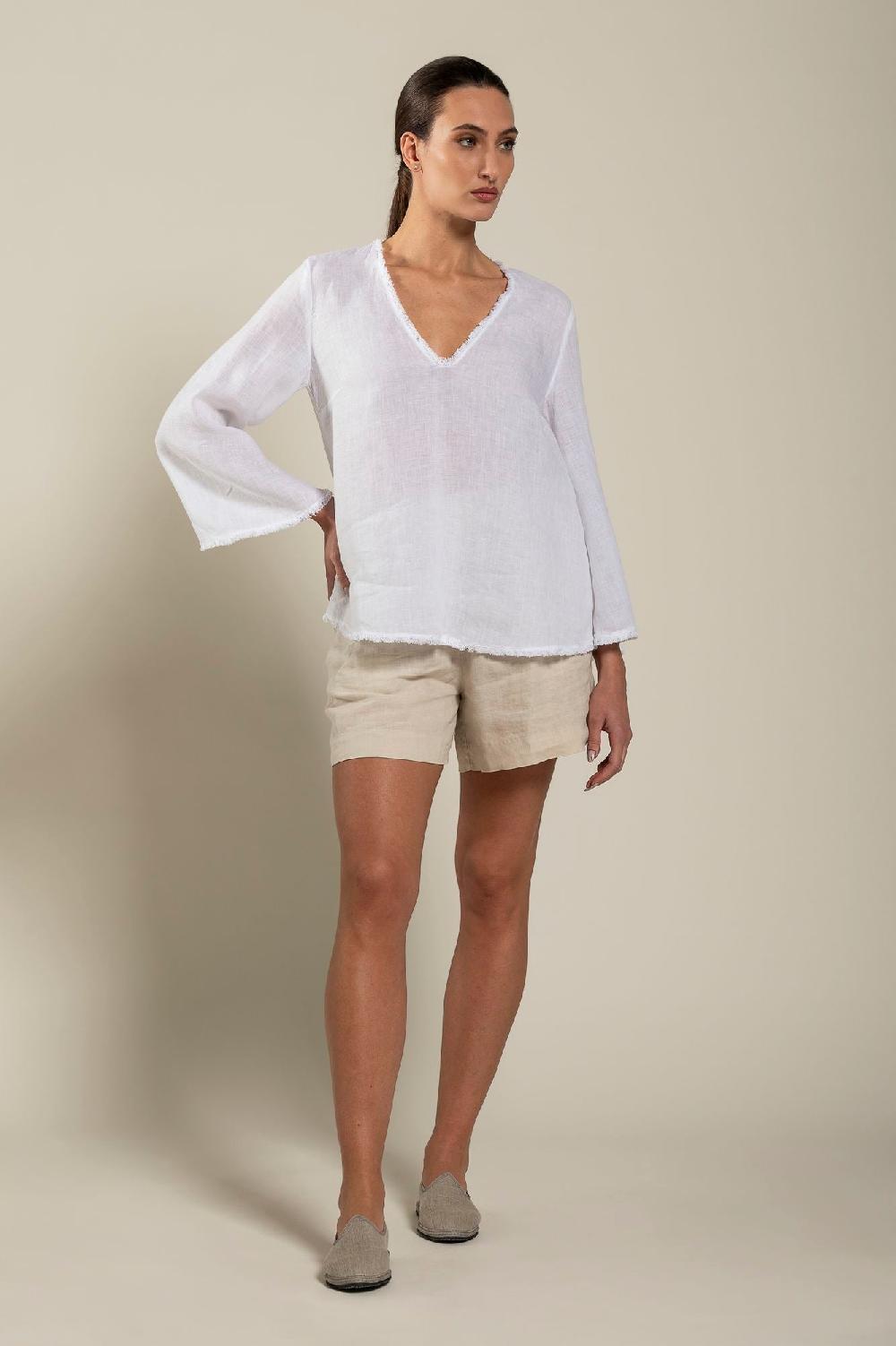 120% Lino Long Sleeve Woman Blouse Outlet