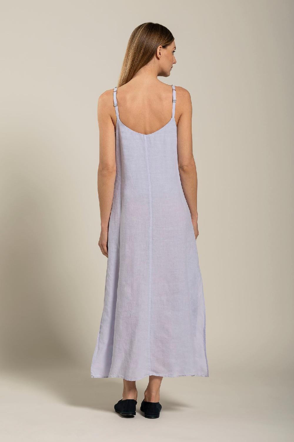 120% Lino Dress with Strap Embelishment In Vendita