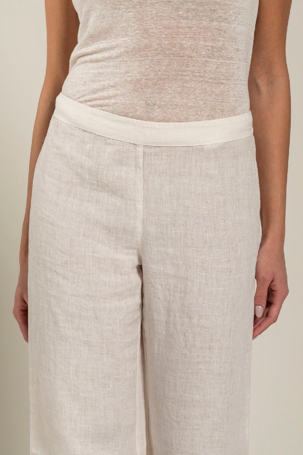 120% Lino Woman Pant High-Waisted Vendita Calda