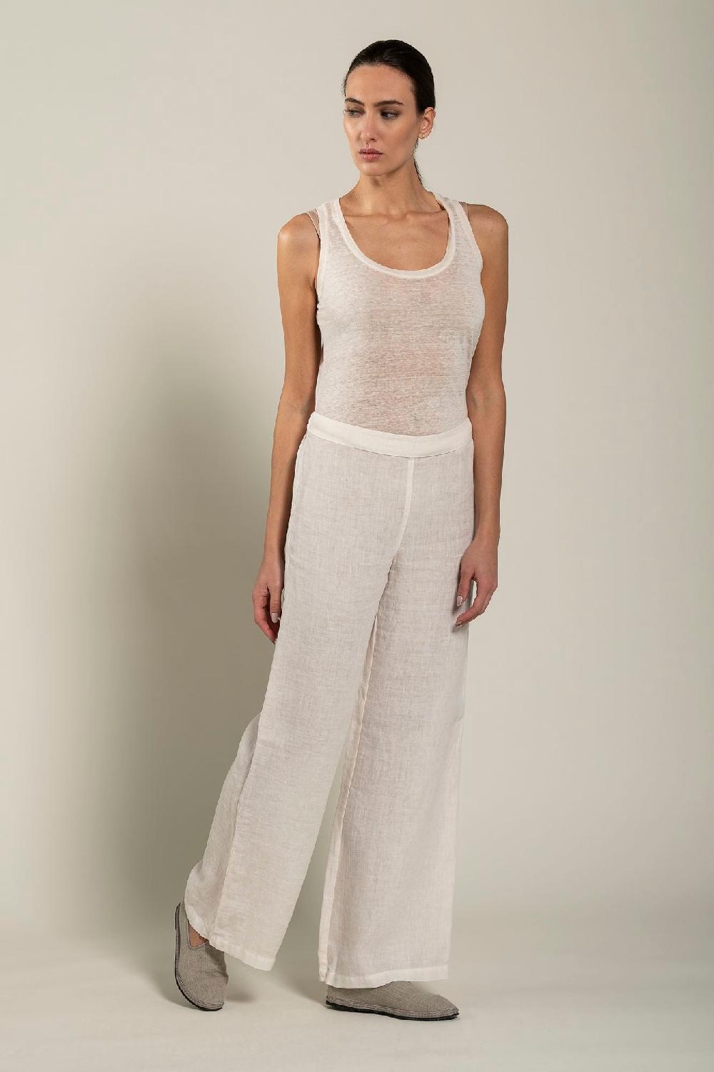 120% Lino Woman Pant High-Waisted Vendita Calda