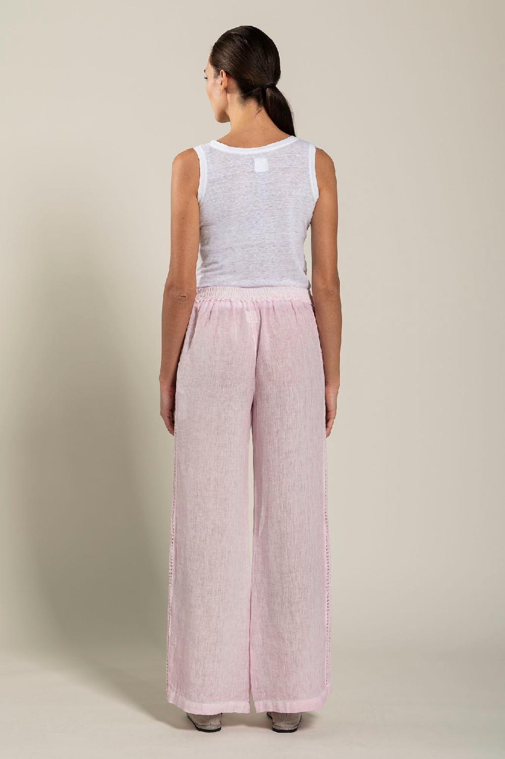 120% Lino Woman Pant With Side Detail Vendita Economica